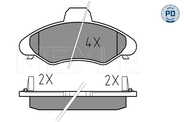 MEYLE 025 233 0018/PD - Bremsbelagsatz, Scheibenbremse