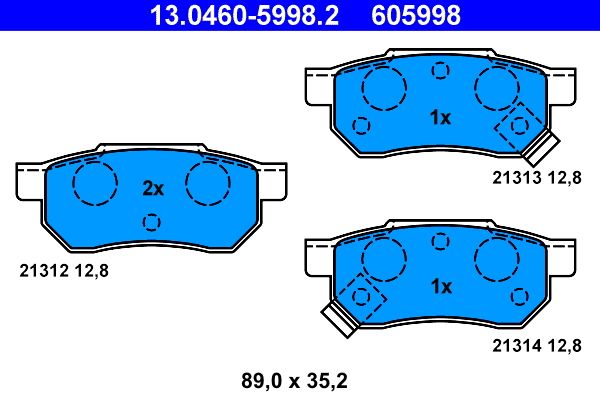 ATE 13.0460-5998.2 - Bremsbelagsatz, Scheibenbremse
