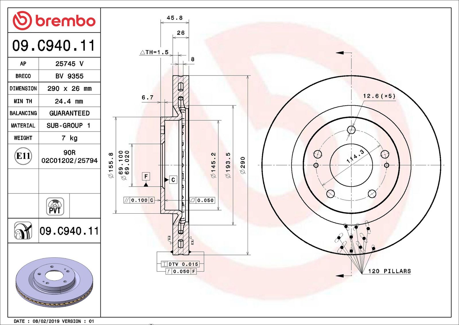 BREMBO 09.C940.11 - Bremsscheibe