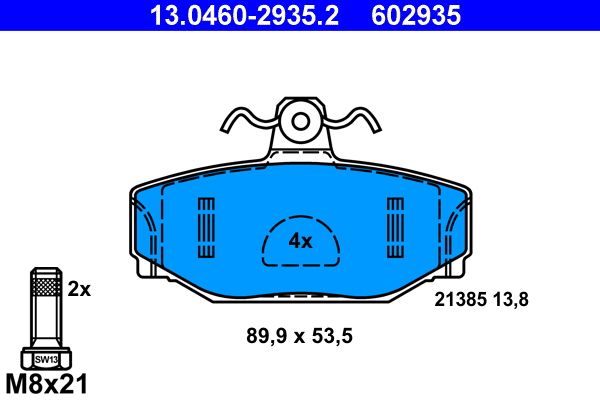 ATE 13.0460-2935.2 - Bremsbelagsatz, Scheibenbremse