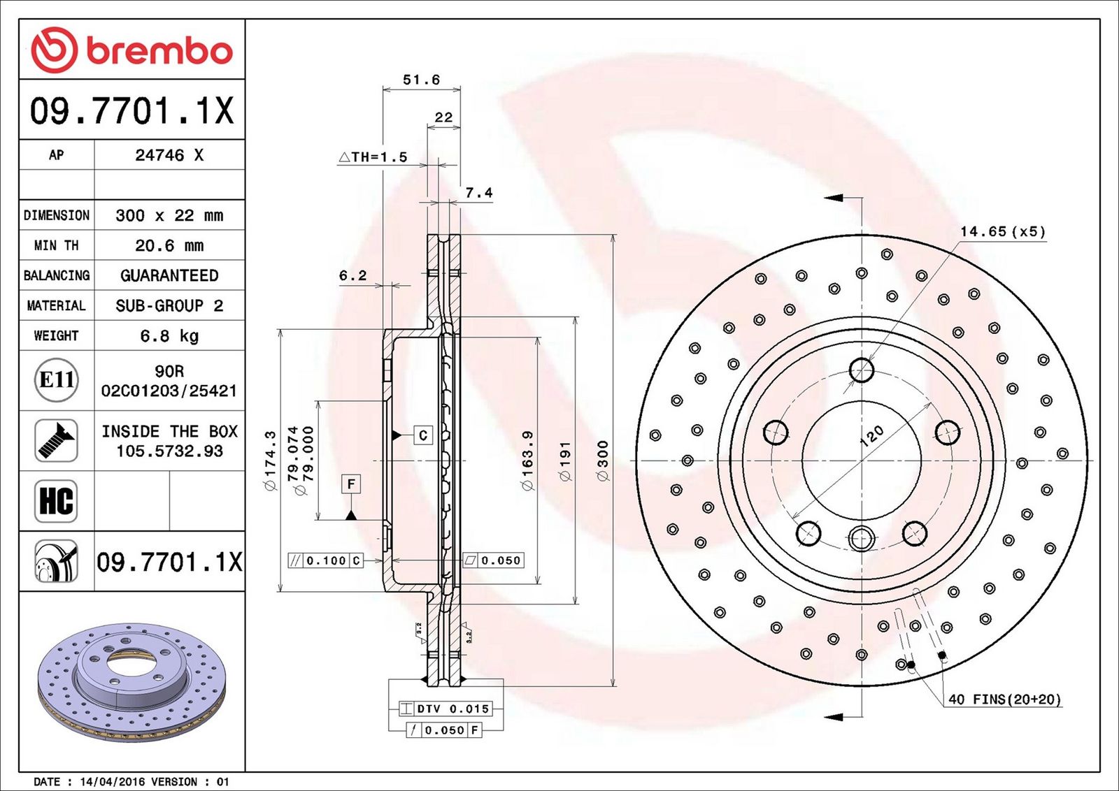 BREMBO 09.7701.1X - Bremsscheibe