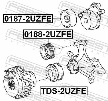 FEBEST 0187-2UZFE - Spannrolle, Keilrippenriemen