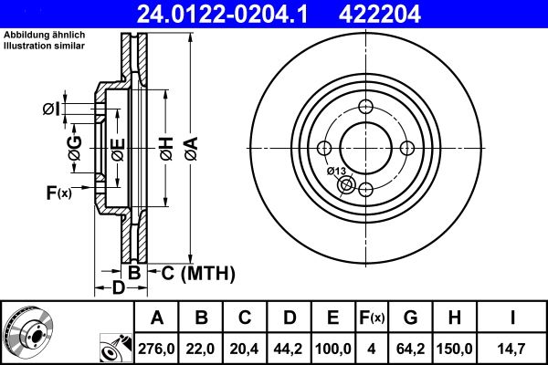 ATE 24.0122-0204.1 - Bremsscheibe