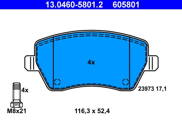 ATE 13.0460-5801.2 - Bremsbelagsatz, Scheibenbremse