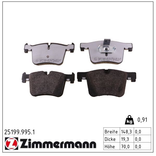 ZIMMERMANN 25199.995.1 - Bremsbelagsatz, Scheibenbremse