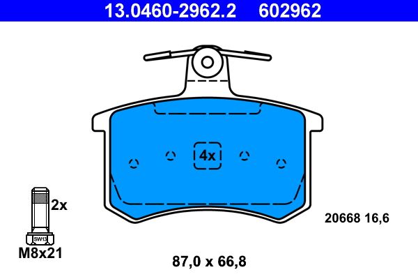 ATE 13.0460-2962.2 - Bremsbelagsatz, Scheibenbremse