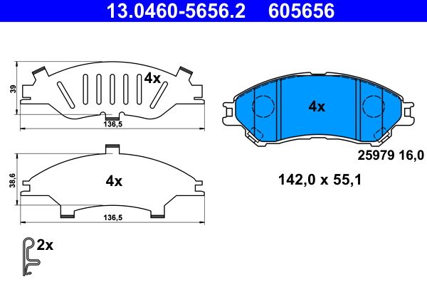 ATE 13.0460-5656.2 - Bremsbelagsatz, Scheibenbremse