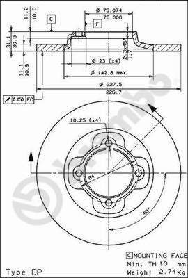 BREMBO 08.4436.10 - Bremsscheibe