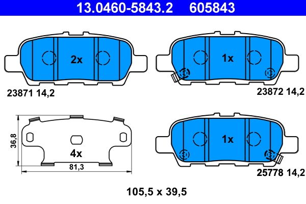 ATE 13.0460-5843.2 - Bremsbelagsatz, Scheibenbremse