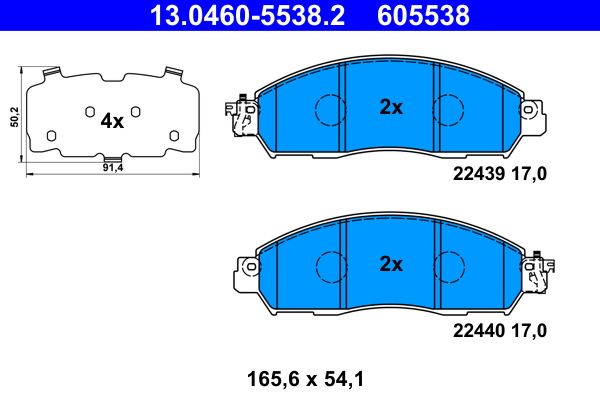 ATE 13.0460-5538.2 - Bremsbelagsatz, Scheibenbremse