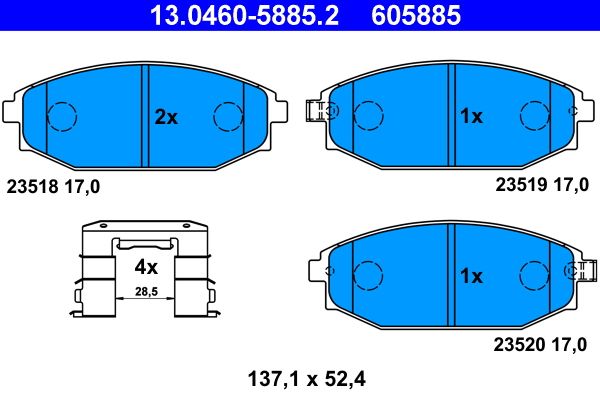 ATE 13.0460-5885.2 - Bremsbelagsatz, Scheibenbremse