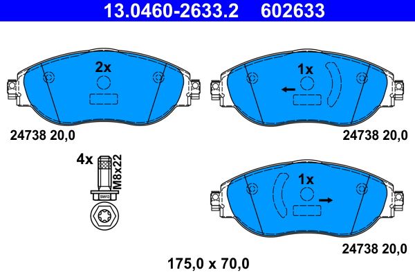 ATE 13.0460-2633.2 - Bremsbelagsatz, Scheibenbremse