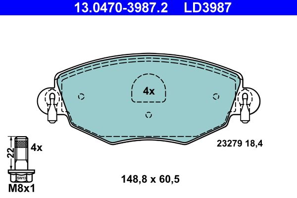 ATE 13.0470-3987.2 - Bremsbelagsatz, Scheibenbremse