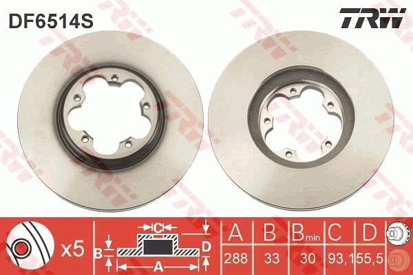 TRW DF6514S - Bremsscheibe