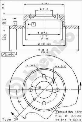 BREMBO 08.3449.10 - Bremsscheibe