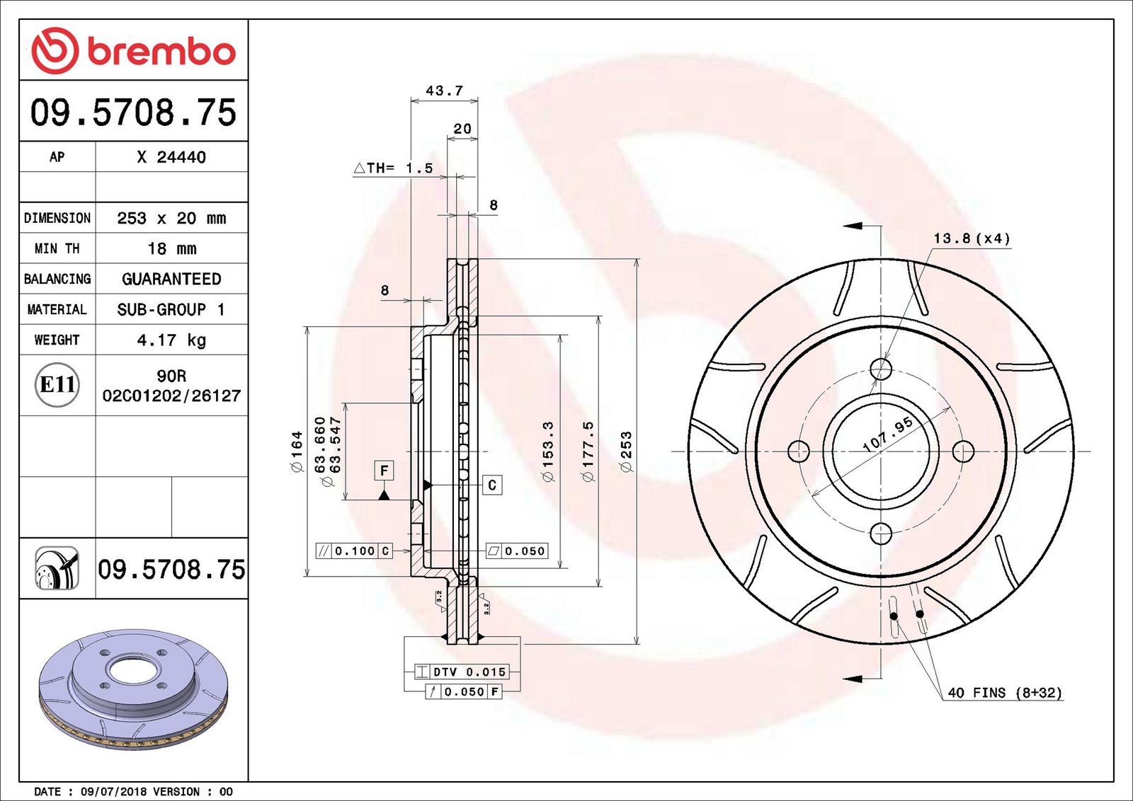 BREMBO 09.5708.75 - Bremsscheibe