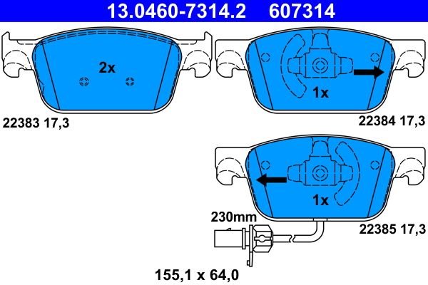 ATE 13.0460-7314.2 - Bremsbelagsatz, Scheibenbremse