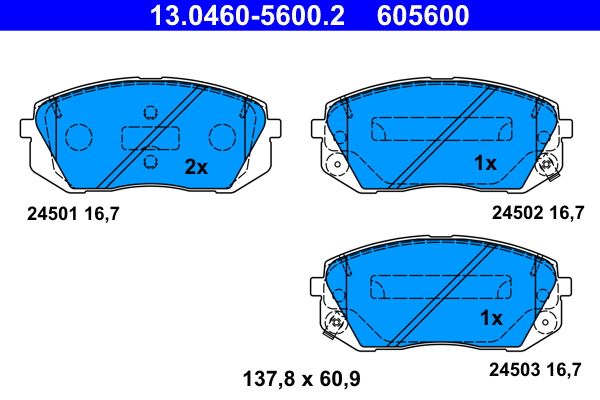 ATE 13.0460-5600.2 - Bremsbelagsatz, Scheibenbremse