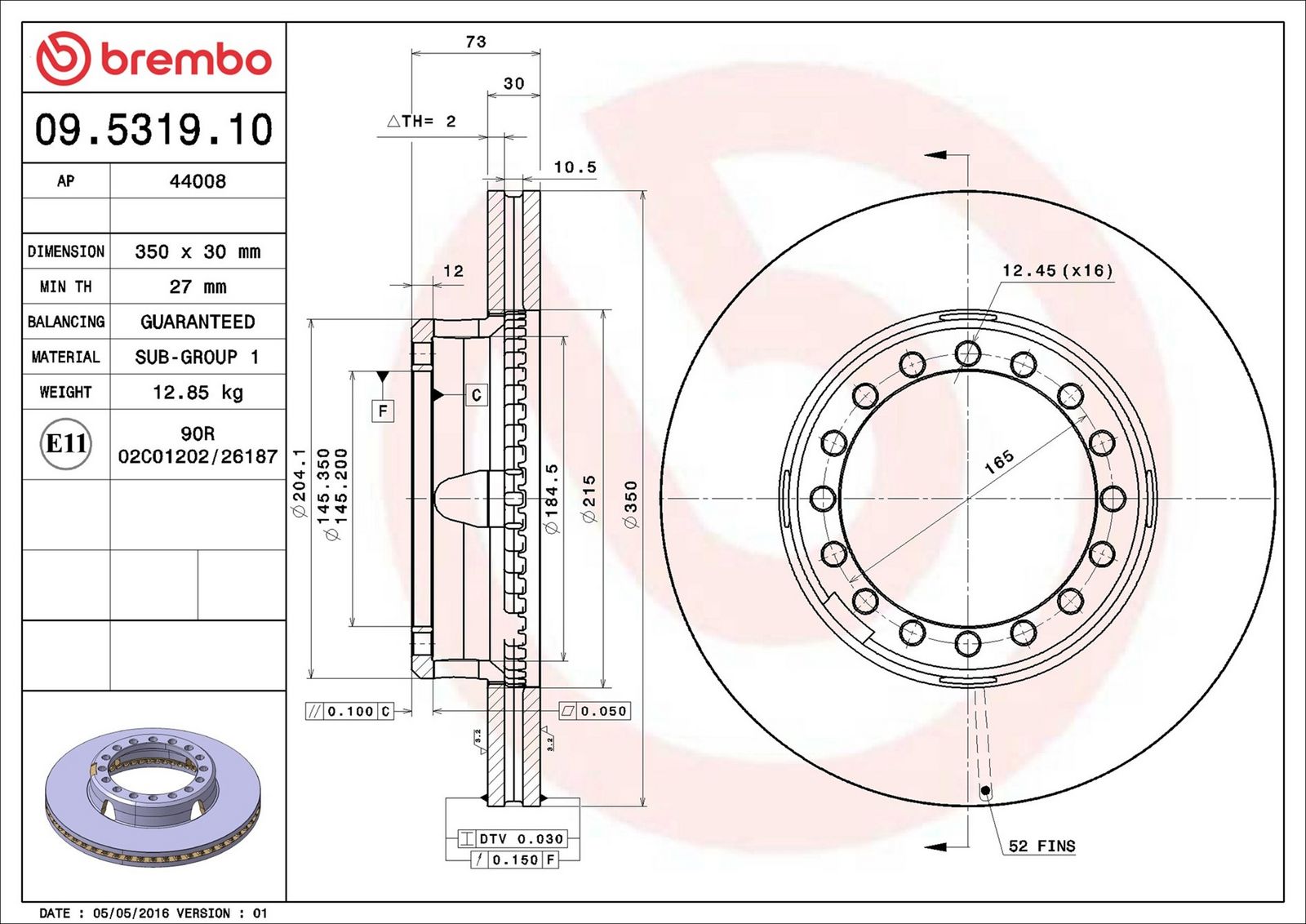 BREMBO 09.5319.10 - Bremsscheibe