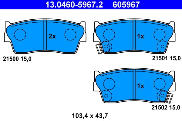 ATE 13.0460-5967.2 - Bremsbelagsatz, Scheibenbremse