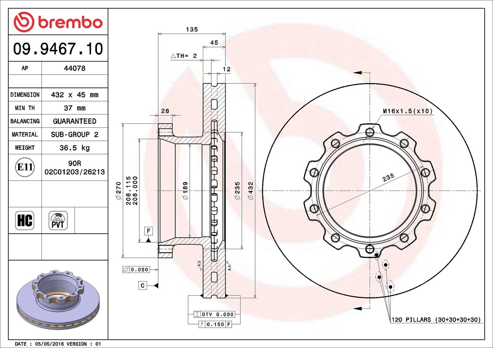 BREMBO 09.9467.10 - Bremsscheibe