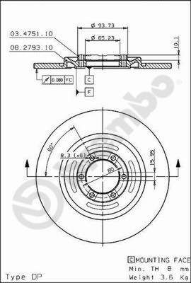 BREMBO 08.2793.20 - Bremsscheibe