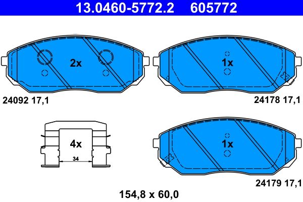 ATE 13.0460-5772.2 - Bremsbelagsatz, Scheibenbremse