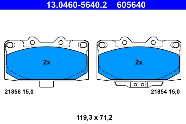 ATE 13.0460-5640.2 - Bremsbelagsatz, Scheibenbremse
