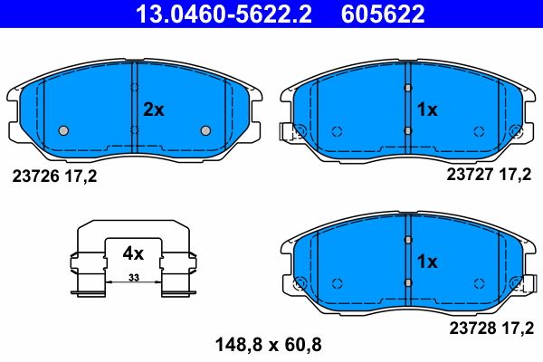 ATE 13.0460-5622.2 - Bremsbelagsatz, Scheibenbremse