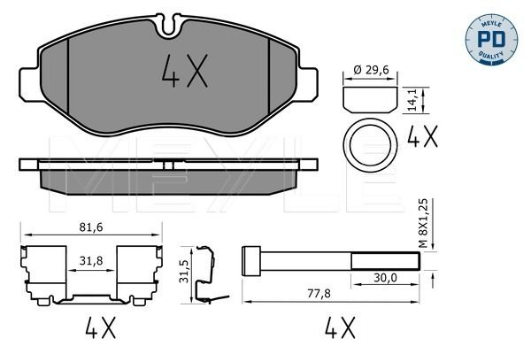 MEYLE 025 292 2920/PD - Bremsbelagsatz, Scheibenbremse