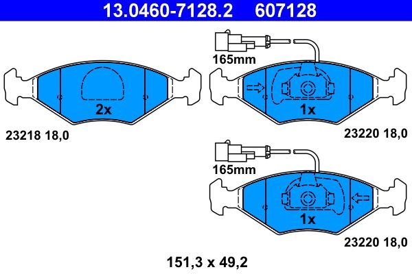 ATE 13.0460-7128.2 - Bremsbelagsatz, Scheibenbremse