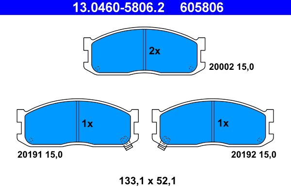 ATE 13.0460-5806.2 - Bremsbelagsatz, Scheibenbremse