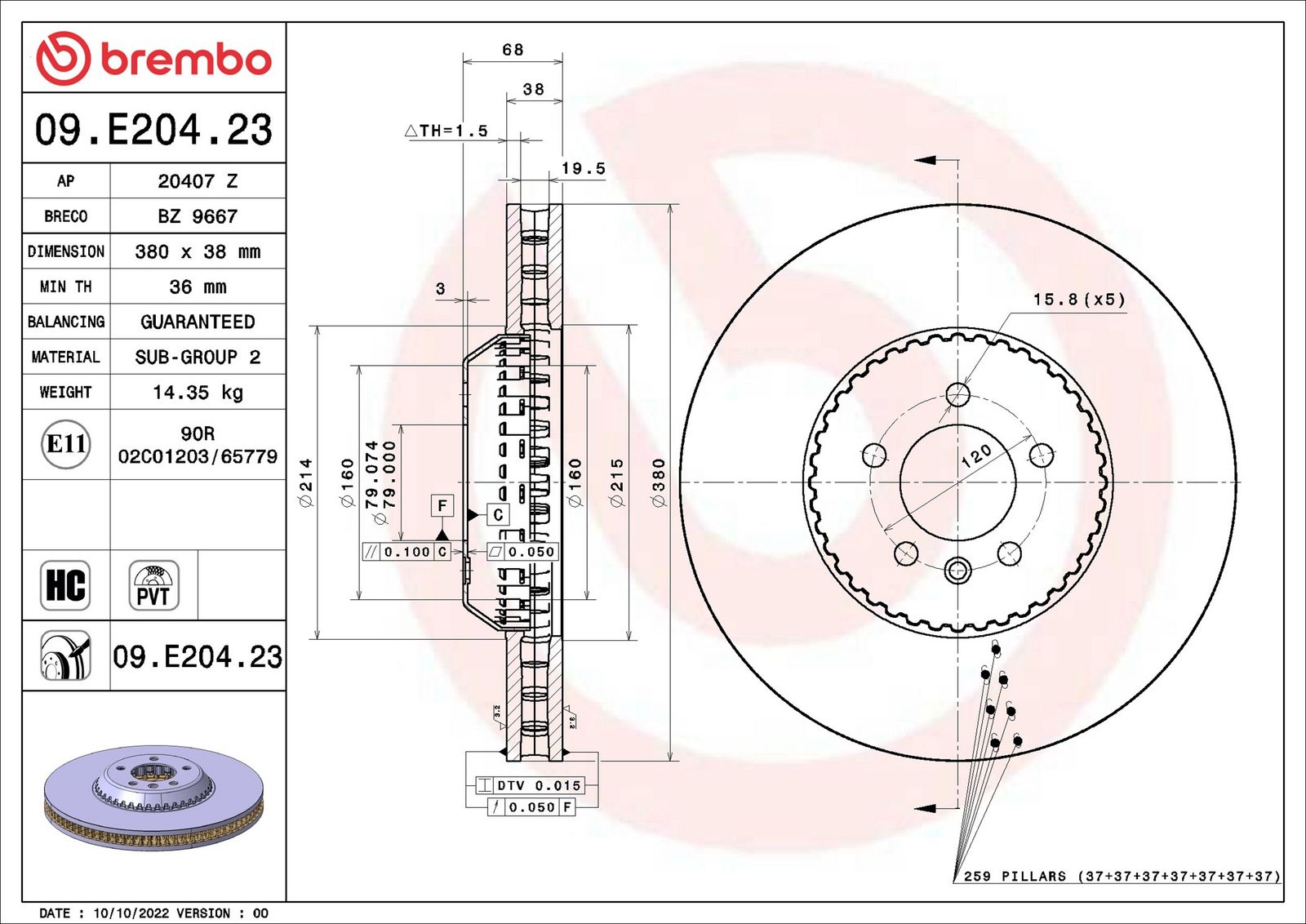 BREMBO 09.E204.23 - Bremsscheibe