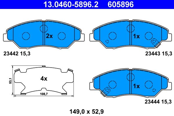 ATE 13.0460-5896.2 - Bremsbelagsatz, Scheibenbremse