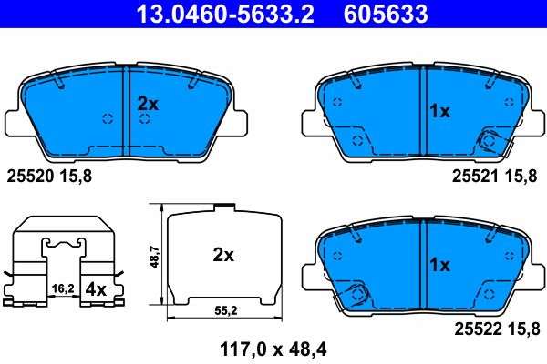 ATE 13.0460-5633.2 - Bremsbelagsatz, Scheibenbremse