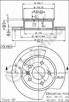 BREMBO 08.5501.10 - Bremsscheibe