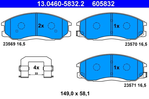 ATE 13.0460-5832.2 - Bremsbelagsatz, Scheibenbremse