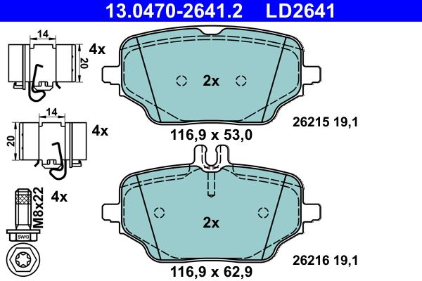 ATE 13.0470-2641.2 - Bremsbelagsatz, Scheibenbremse