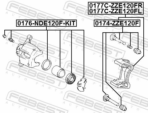 FEBEST 0177C-ZZE120FL - Bremssattelhaltersatz