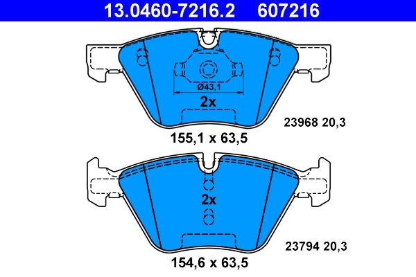 ATE 13.0460-7216.2 - Bremsbelagsatz, Scheibenbremse