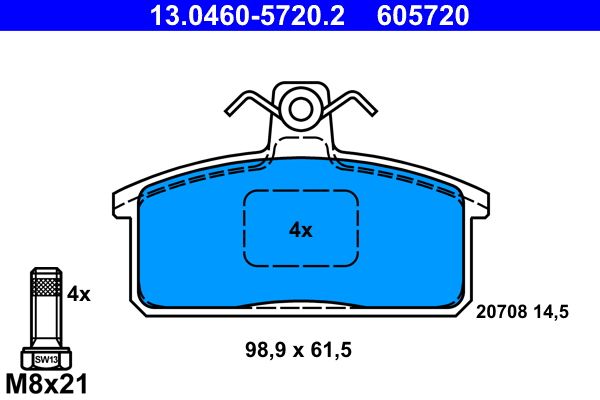 ATE 13.0460-5720.2 - Bremsbelagsatz, Scheibenbremse