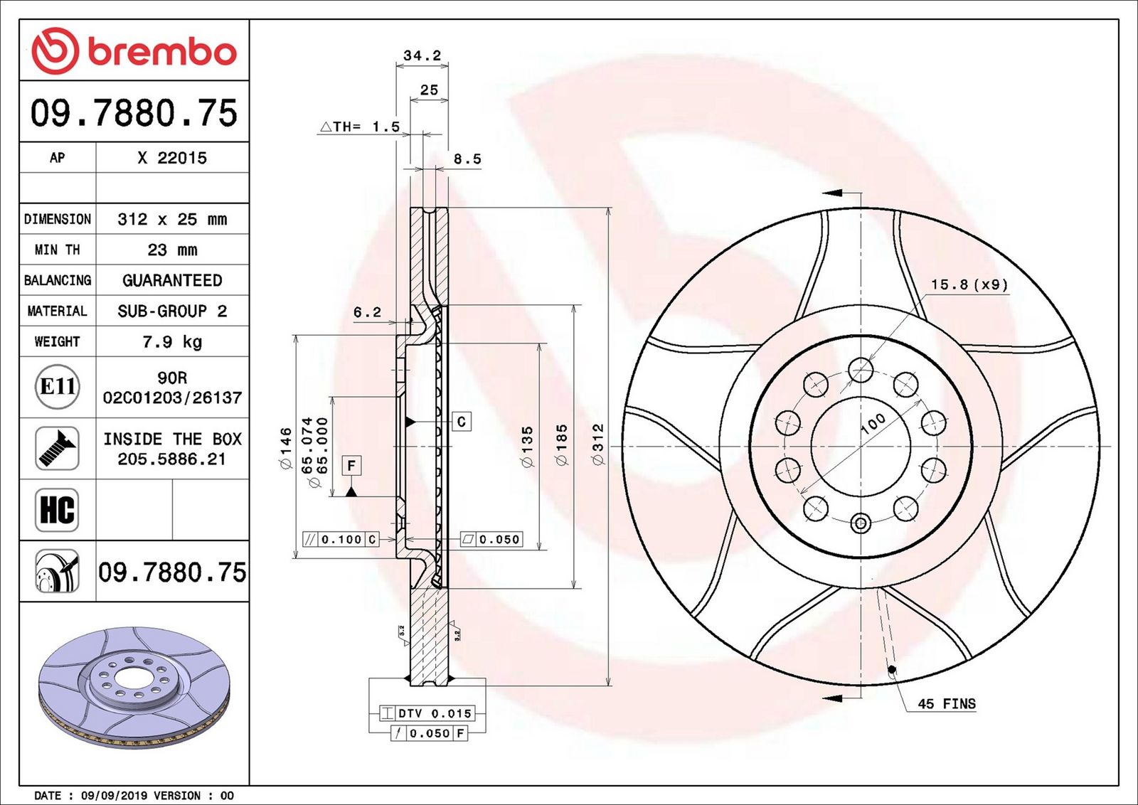 BREMBO 09.7880.75 - Bremsscheibe