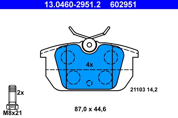 ATE 13.0460-2951.2 - Bremsbelagsatz, Scheibenbremse