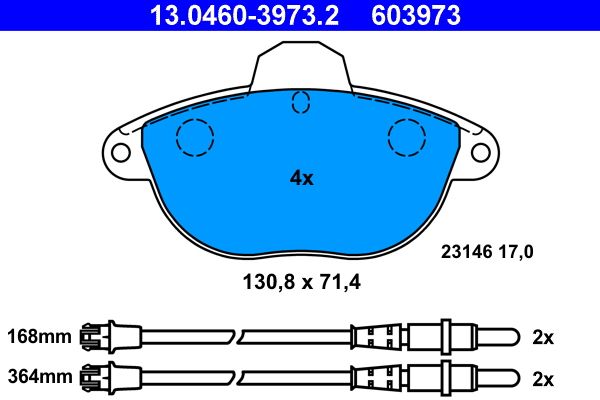 ATE 13.0460-3973.2 - Bremsbelagsatz, Scheibenbremse