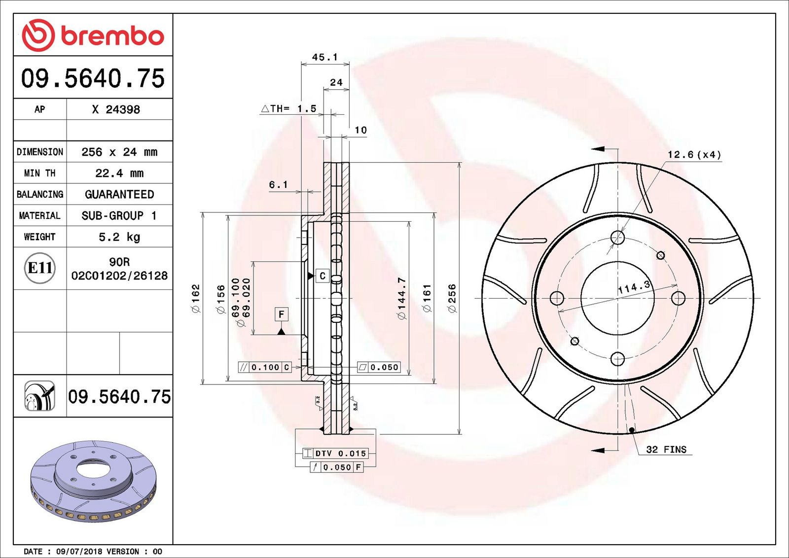 BREMBO 09.5640.75 - Bremsscheibe