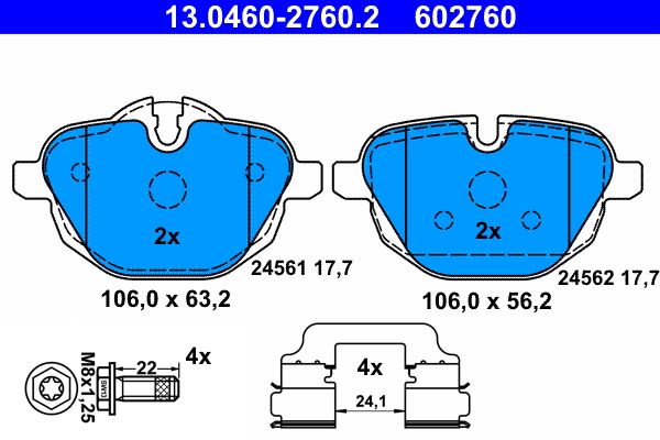 ATE 13.0460-2760.2 - Bremsbelagsatz, Scheibenbremse