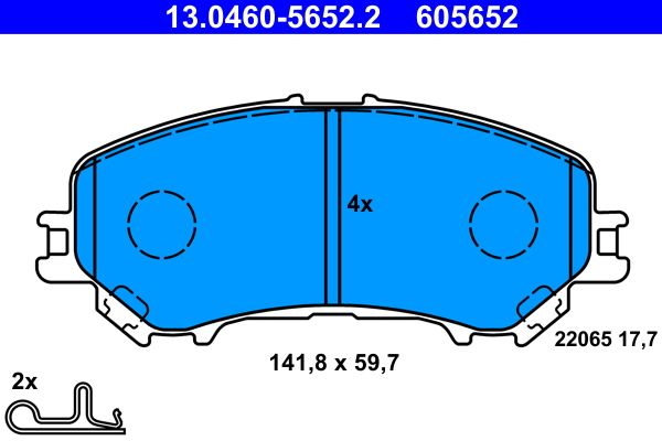 ATE 13.0460-5652.2 - Bremsbelagsatz, Scheibenbremse