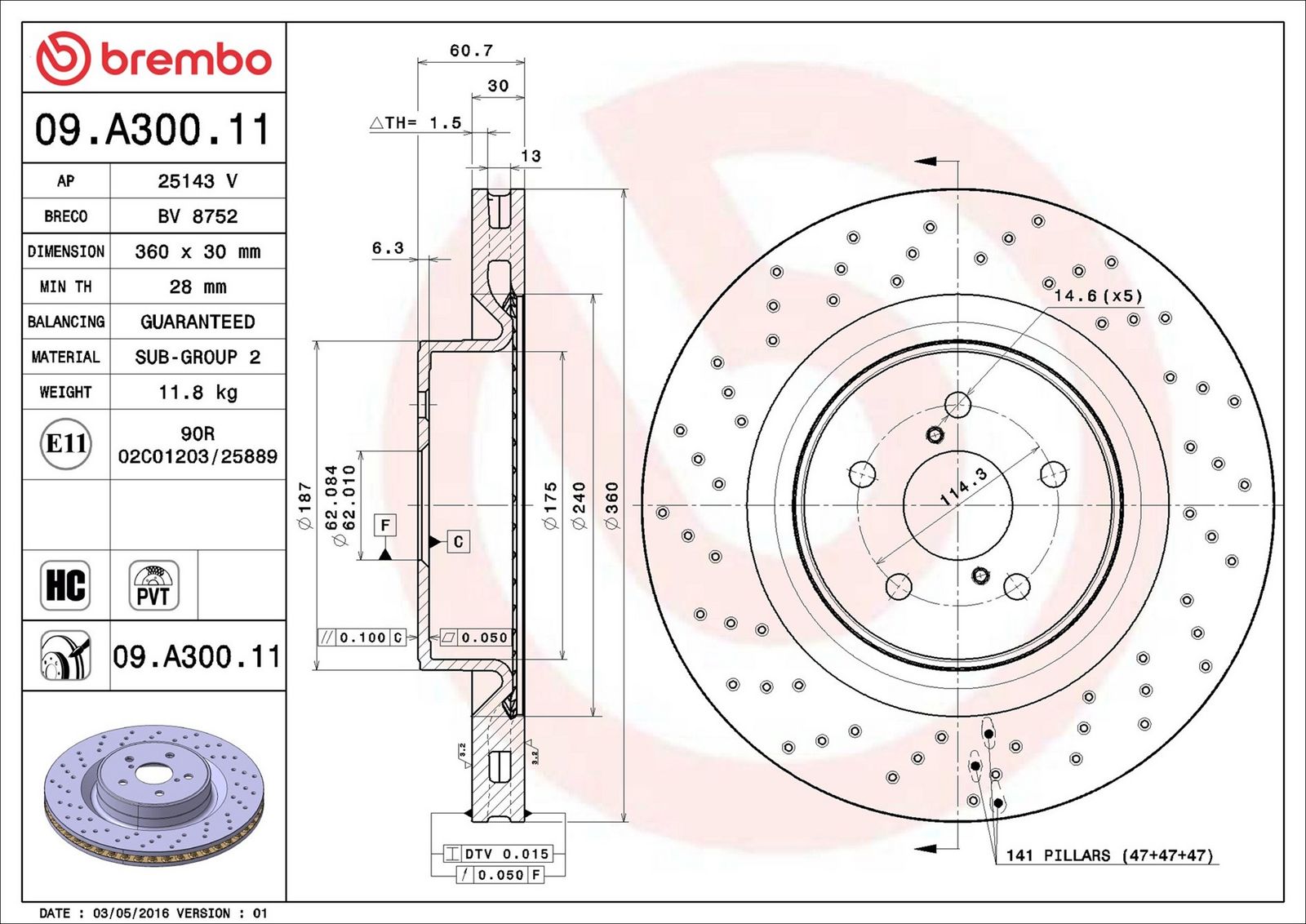 BREMBO 09.A300.11 - Bremsscheibe