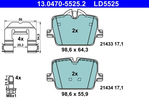 ATE 13.0470-5525.2 - Bremsbelagsatz, Scheibenbremse