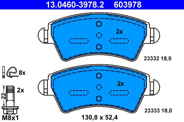 ATE 13.0460-3978.2 - Bremsbelagsatz, Scheibenbremse